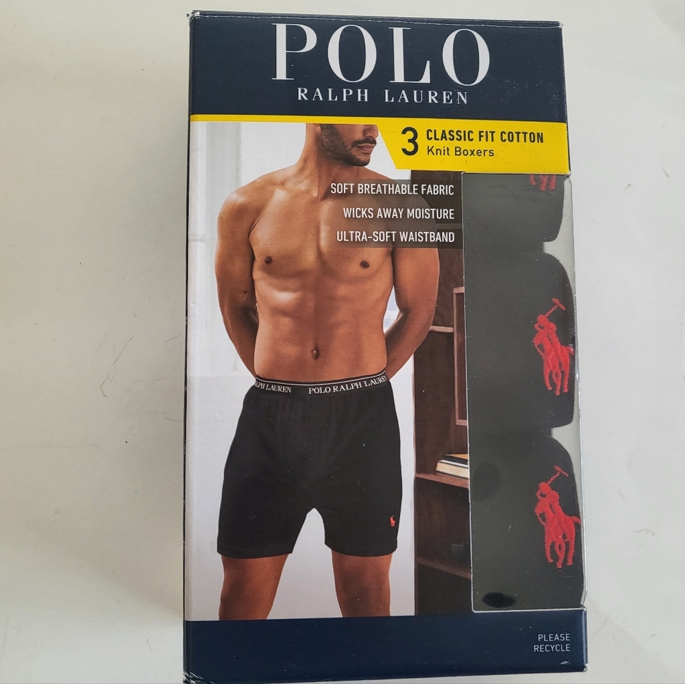 Polo Ralph Lauren 3pk Knit Boxers Classic Fit 3-Pack Size 2XL Black